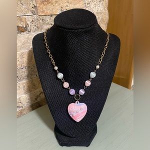 💕💜🤍Pastel Kawaii Heart Pendant Statement Necklace